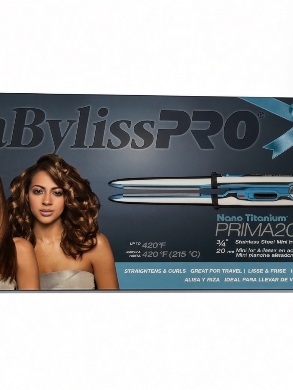 BaByliss Nano Titanium PRIMA20 Mini Flat Iron in Blue and Silver